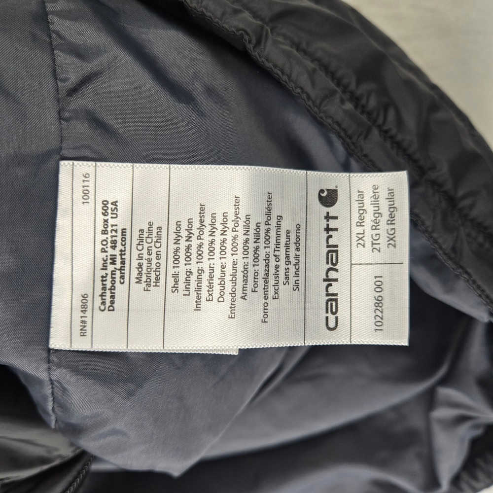 Carhartt Vest Rain Defender Gilliam Mens 2XL Black Insulated Puffer Work Relax - Picture 4 of 7